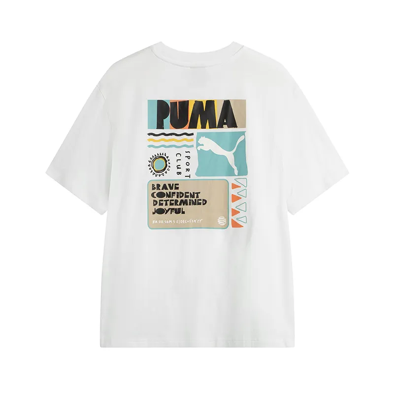 PUMA T-Shirts Unisex White Crew Neck Moderate