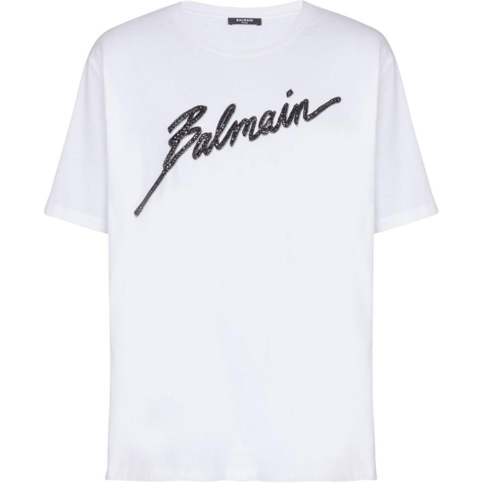 Мужская футболка BALMAIN EH1EH175-PC70-белый (белая)