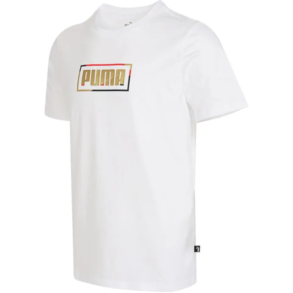 PUMA T-Shirts Men's White Crew Neck Moderate Straight Fit