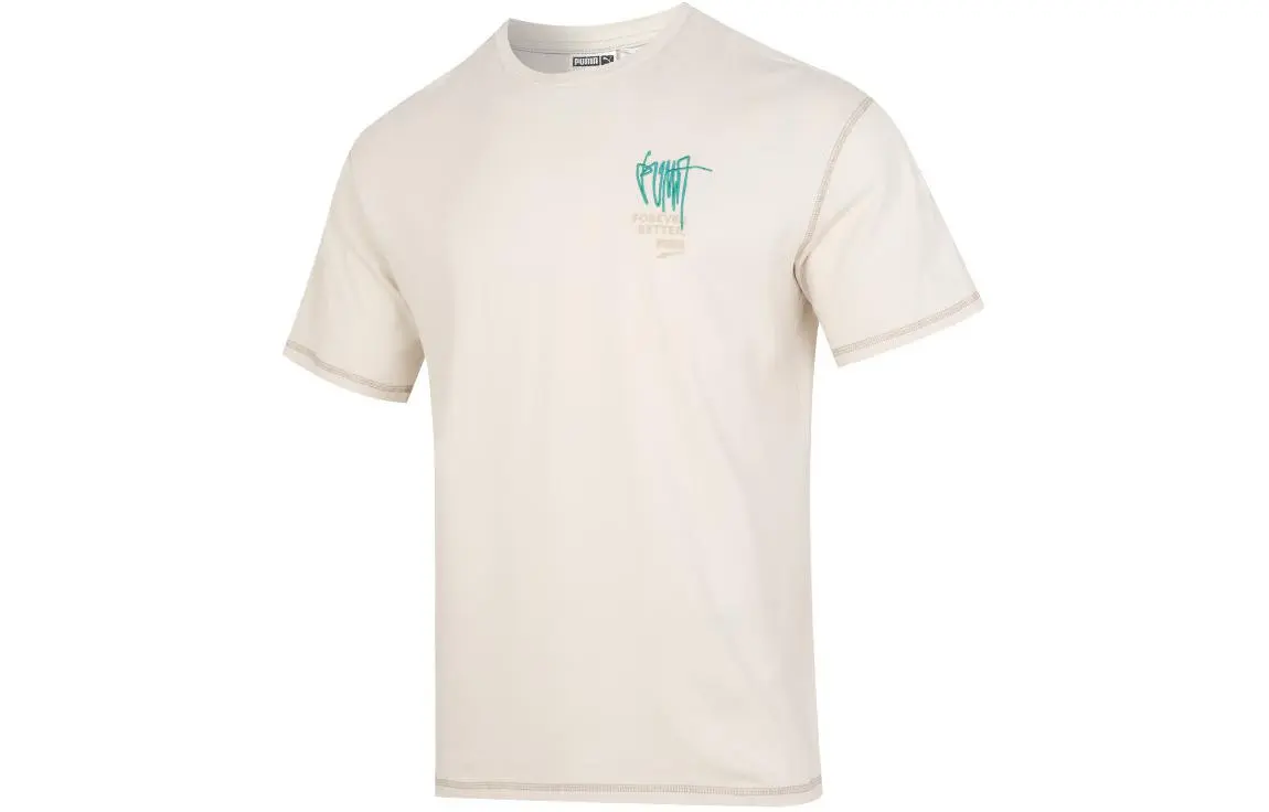 PUMA T-Shirts Men's White Crew Neck Moderate