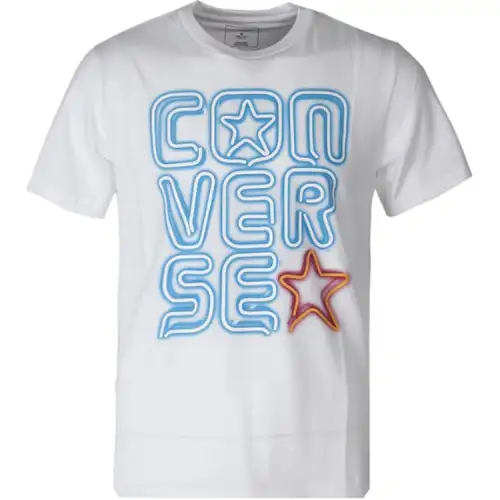 Converse T Shirts Men's White Crew Neck Moderate Straight Fit