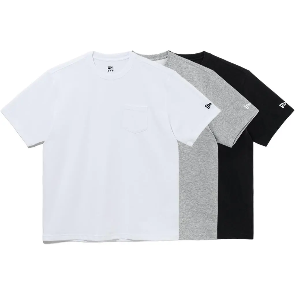 New Era T-Shirts Unisex 3 Pack (Black+White+Gray) Crew Neck Moderate