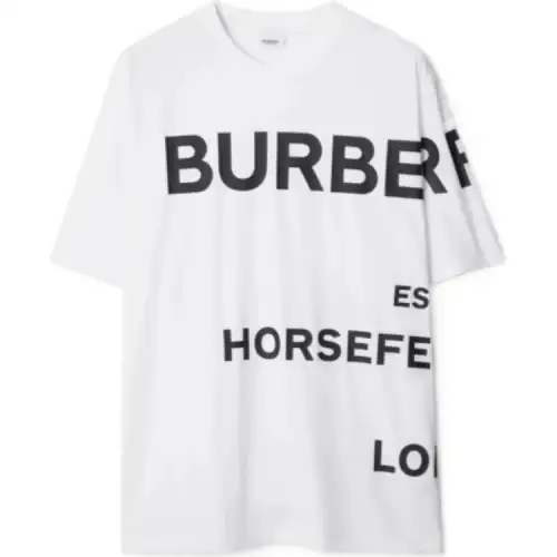 Burberry T Shirts Men's White Crew Neck Moderate Straight Fit