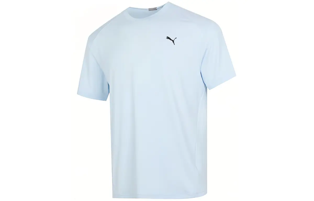 PUMA T-Shirts Unisex Light Blue Crew Neck Moderate