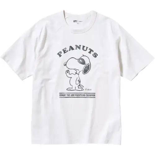 UNIQLO T Shirts Unisex Ivory Crew Neck Moderate