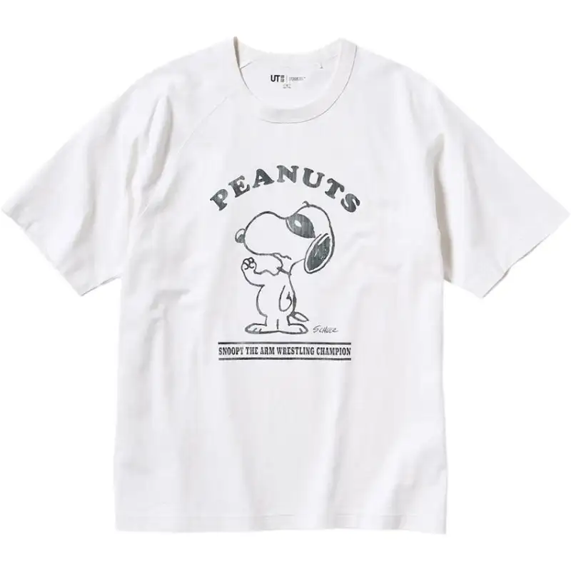 UNIQLO T Shirts Unisex Ivory Crew Neck Moderate