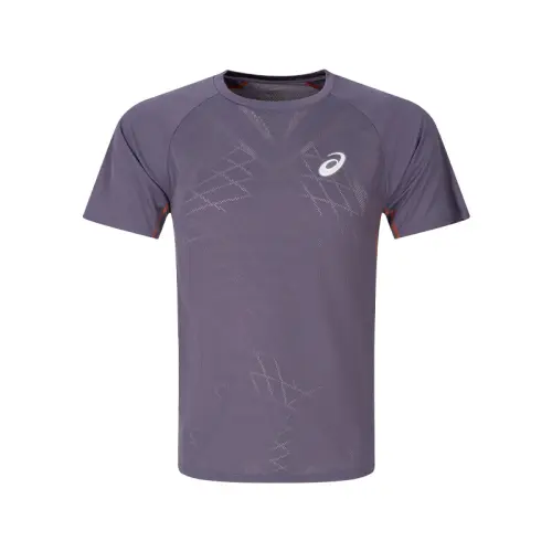 ASICS T Shirts Men's Purple Crew Neck Thin