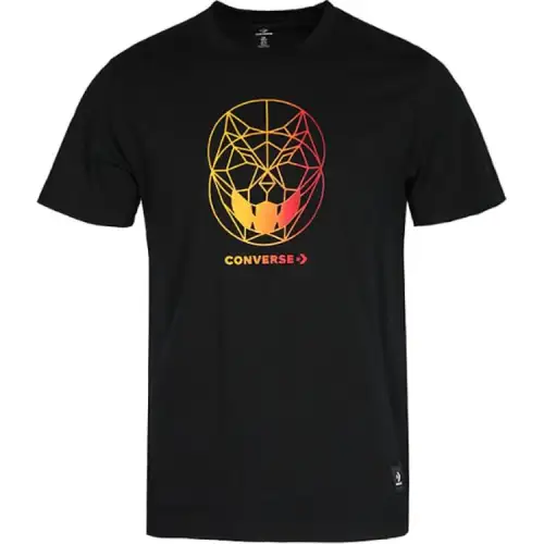 Converse T Shirts Men's Black Crew Neck Moderate Straight Fit