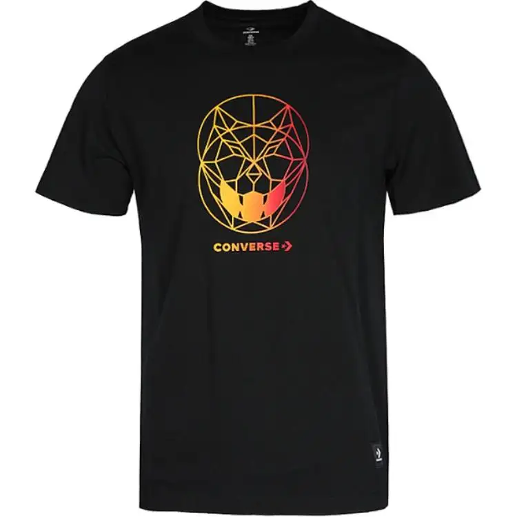 Converse T Shirts Men's Black Crew Neck Moderate Straight Fit