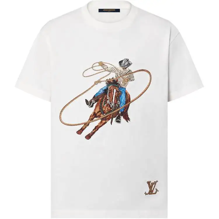 LOUIS VUITTON Graphic Embroidered Cotton T Shirt
