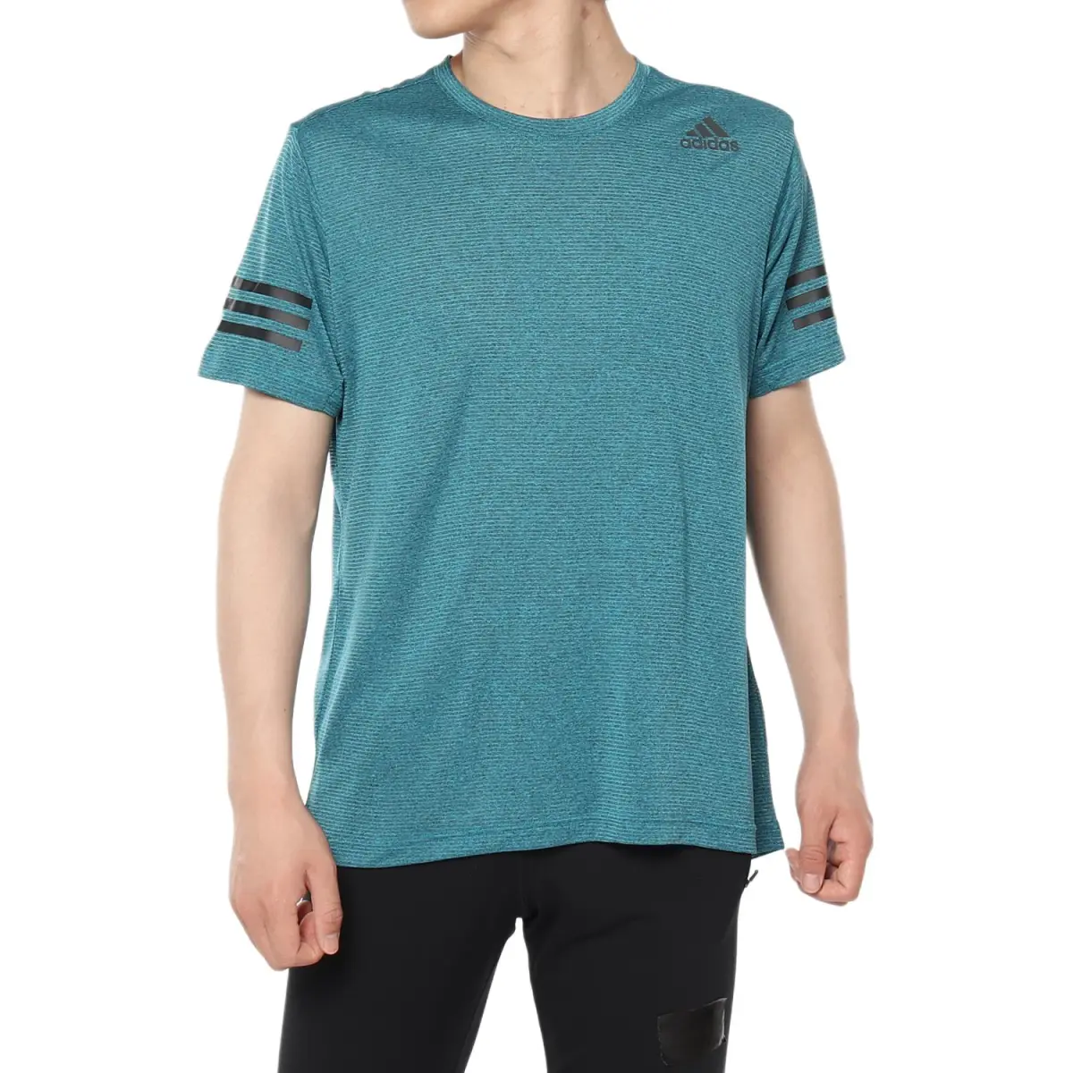 Adidas T-Shirts Men's Lake Blue Crew Neck Moderate