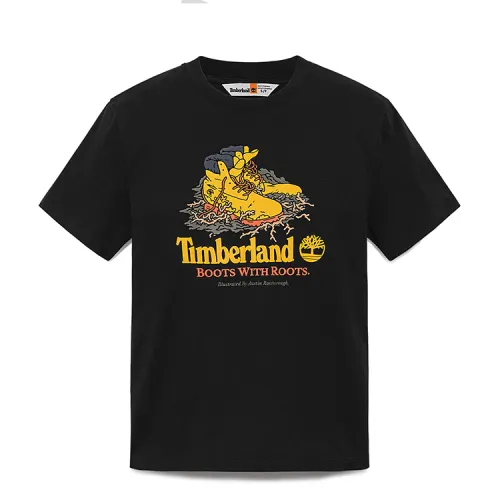 Timberland T Shirts Men's Black Crew Neck Moderate