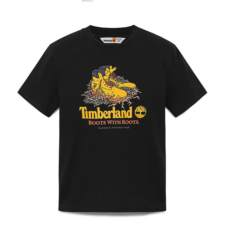 Timberland T Shirts Men's Black Crew Neck Moderate