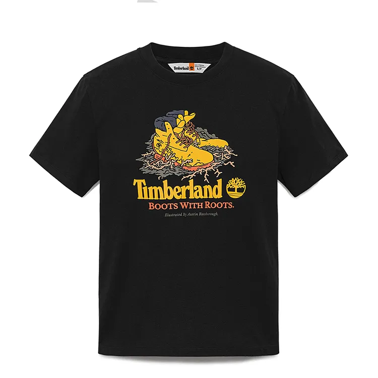 Timberland T-Shirts Men's Black Crew Neck Moderate