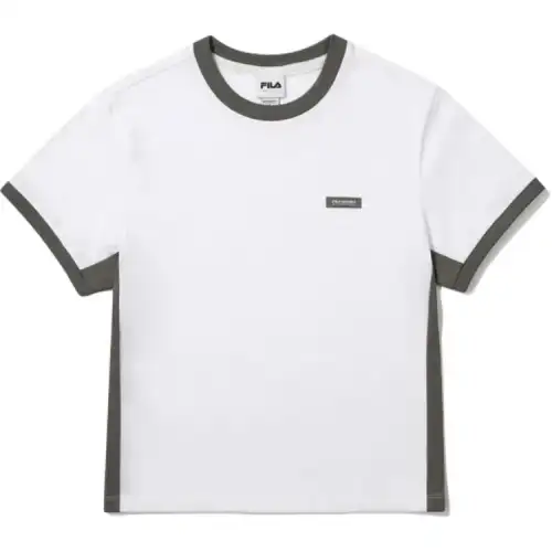 FILA T Shirts Men's Gray White Crew Neck Moderate