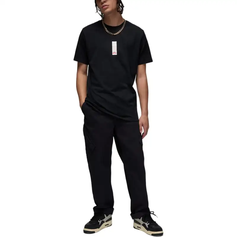 Jordan AJ1 T Shirts Men's Black Crew Neck