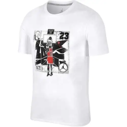 Jordan T Shirts Men's White Crew Neck Moderate Straight Fit