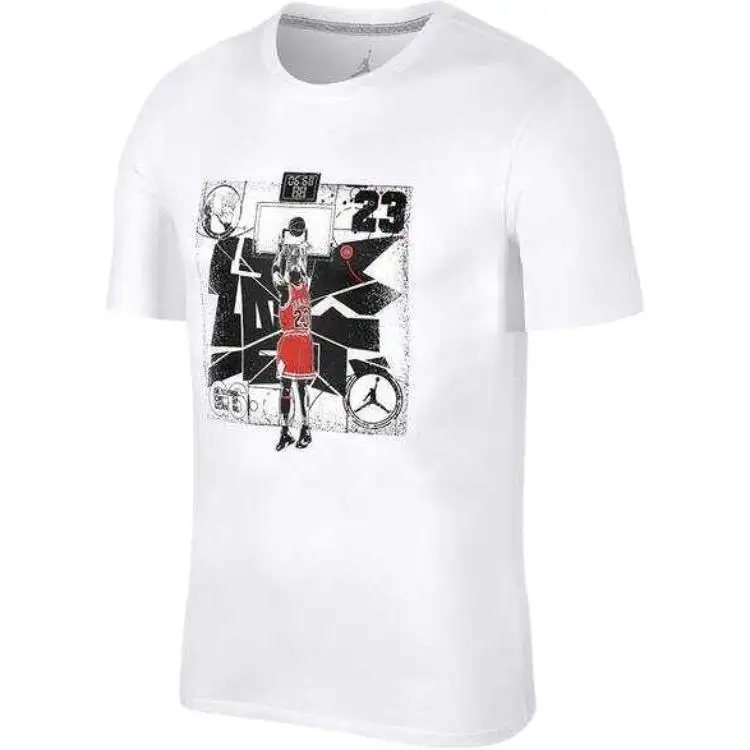 Jordan T Shirts Men's White Crew Neck Moderate Straight Fit