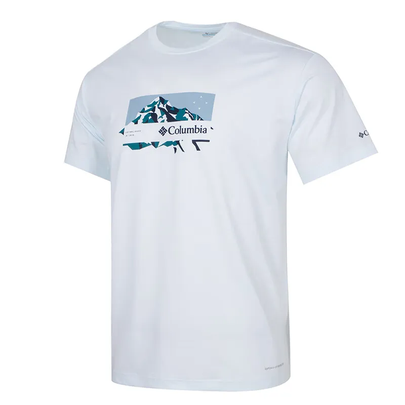 Columbia T-Shirts Men's White Crew Neck Moderate Straight Fit