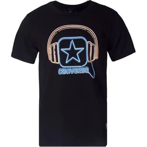Converse T Shirts Men's Black Crew Neck Moderate Straight Fit
