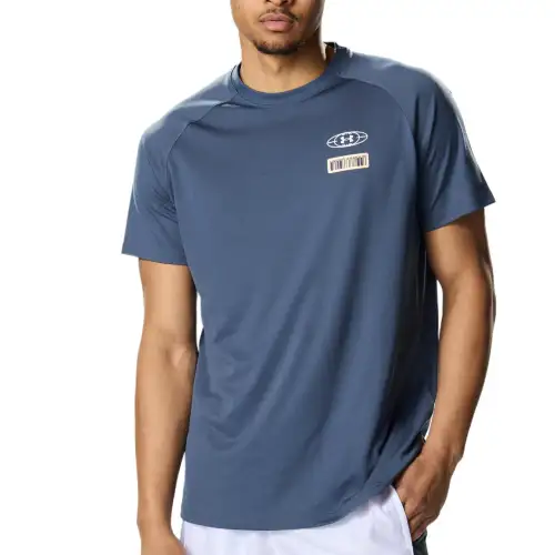 Under Armour Tech T Shirt Men's Gray Blue