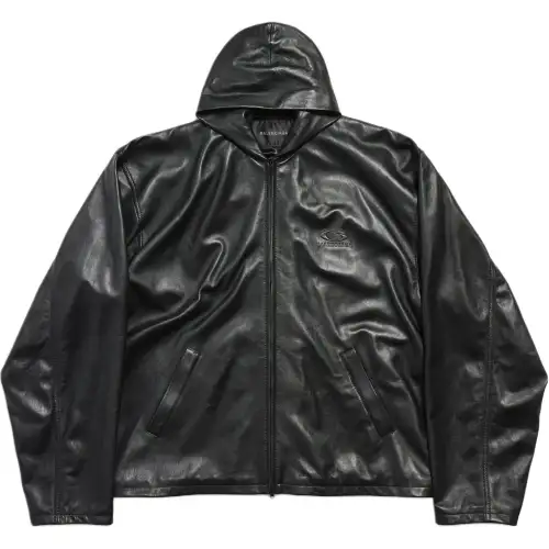 Balenciaga Leather Jacket Men's Loose Fit Black