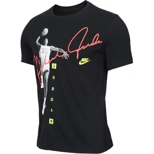 Jordan T Shirts Men's Black Crew Neck Moderate Straight Fit