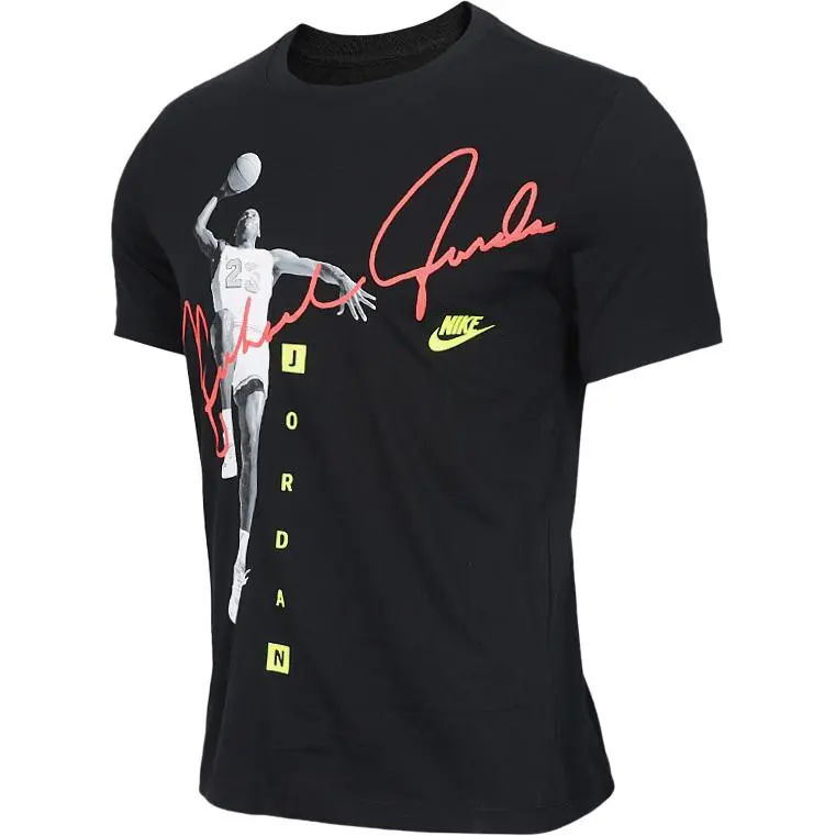 Jordan T-Shirts Men's Black Crew Neck Moderate Straight Fit