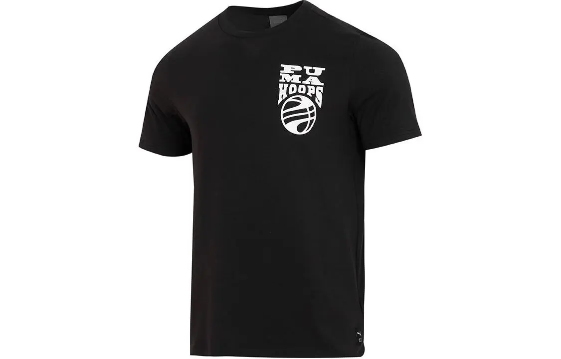 PUMA T-Shirts Men's Black Crew Neck Moderate Straight Fit