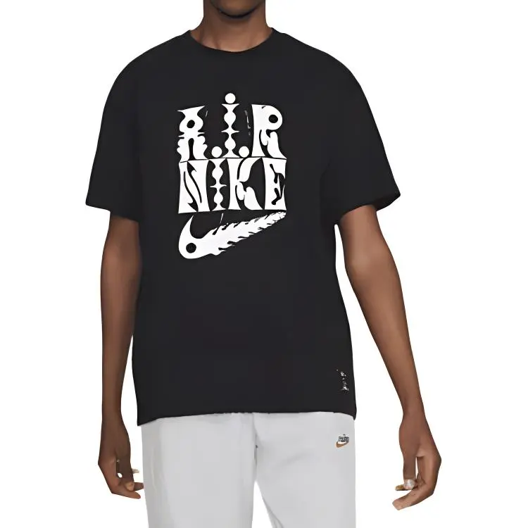 Nike T-Shirts Men's Black Crew Neck Moderate Straight Fit