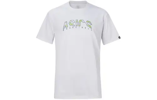 ASICS T Shirts Men's White Crew Neck Moderate Straight Fit