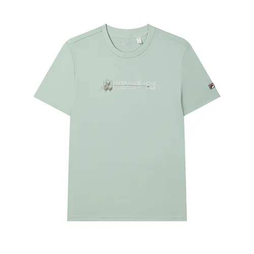 FILA Knitted Fabric Short Sleeved T Shirts Men's Pastoral Green