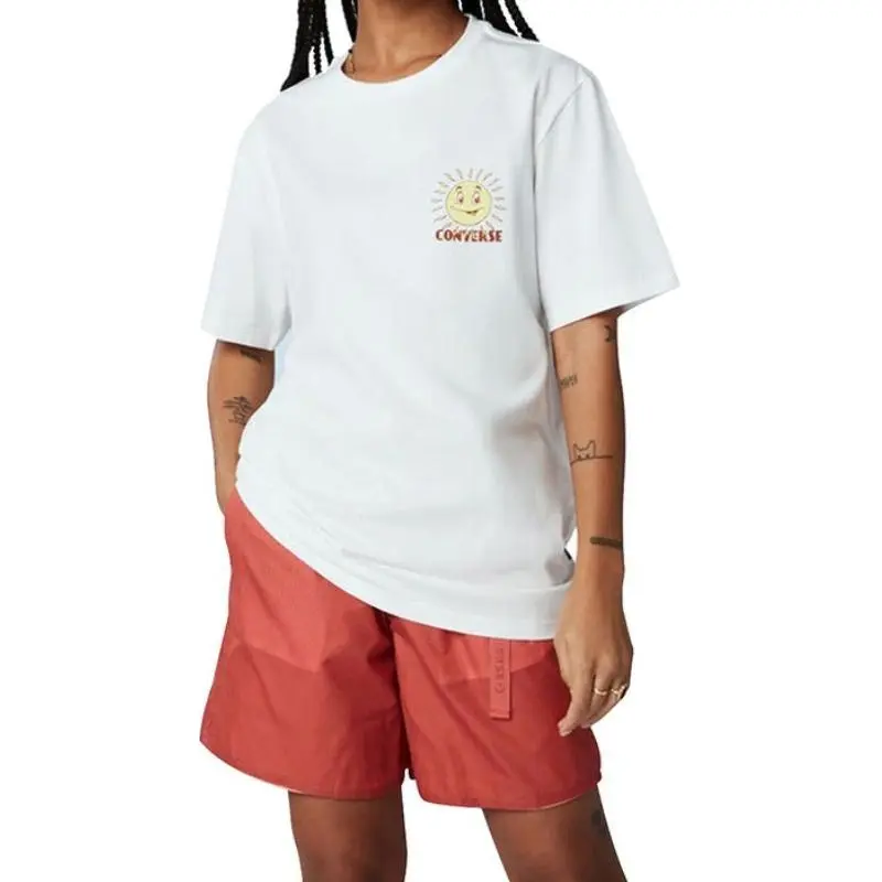 Converse T-Shirts Men's White Crew Neck Moderate Straight Fit