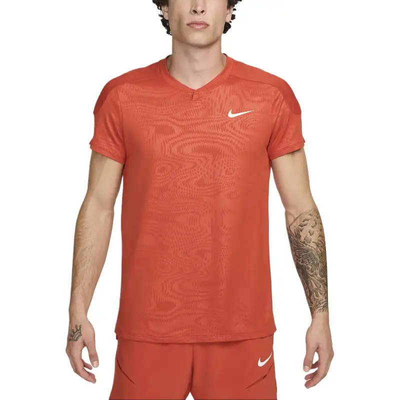 Nike T Shirts Men's Orange V Neck Moderate Straight Fit