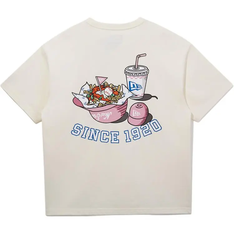 New Era T-Shirts Unisex Ivory White Crew Neck Moderate Straight Fit