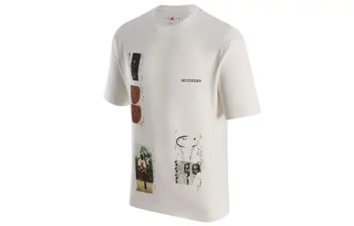 Jordan Flight T Shirts Men's Apricot Crew Neck Moderate Straight Fit