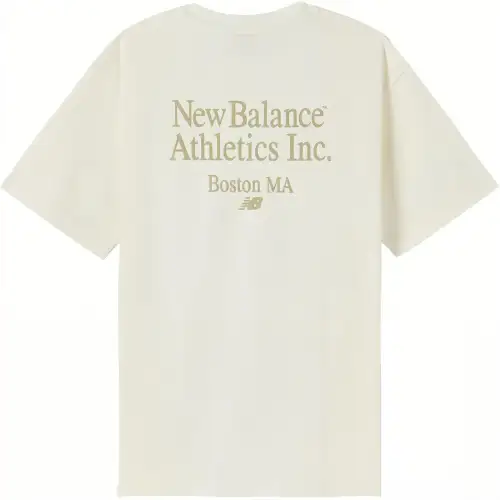 New Balance T Shirts Men's Ecru Crew Neck Moderate Straight Fit