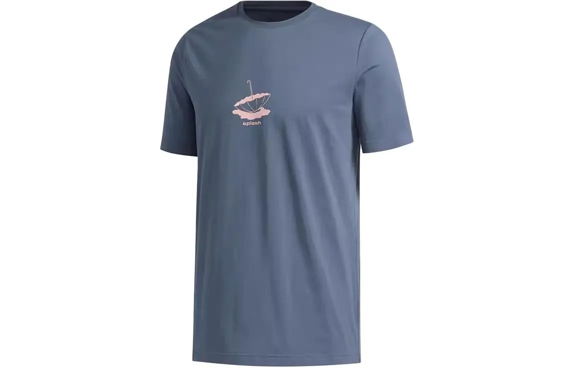 Adidas T-Shirts Men's Gray Blue Crew Neck Moderate Straight Fit