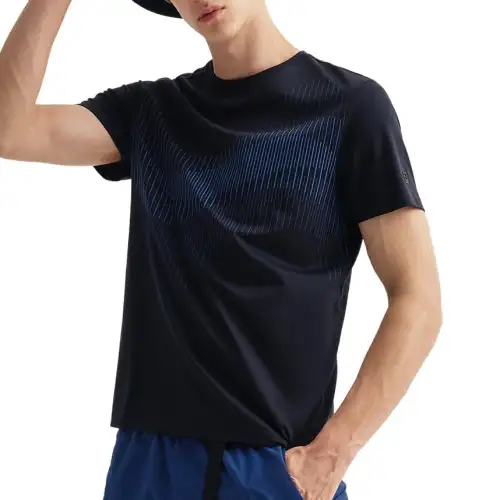 FILA T Shirts Men's Navy Blue NV Crew Neck Moderate Straight Fit