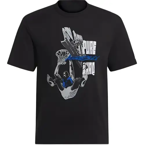 Reebok T Shirts Men's Black Crew Neck Moderate Straight Fit