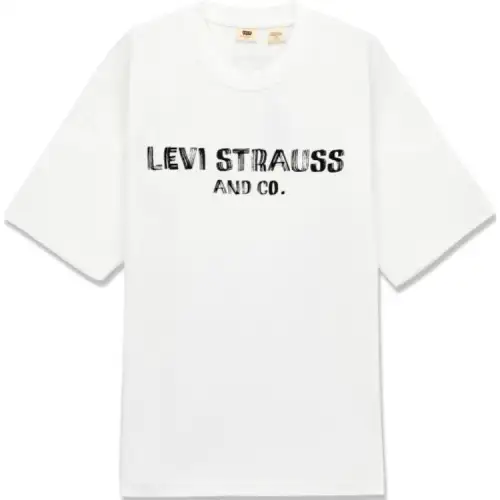 Levis T Shirts Men's White Crew Neck Moderate Straight Fit