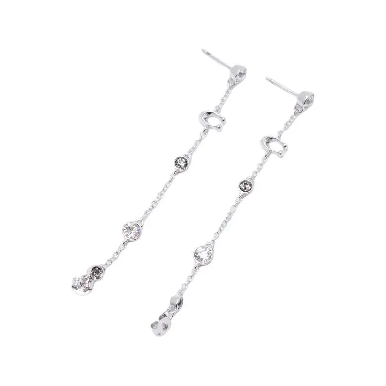COACH Glass, Brass Plated Earrings Women's Silver