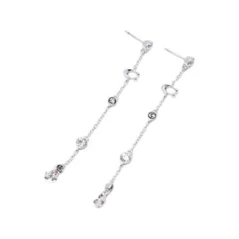 COACH Glass, Brass Plated Earrings Women's Silver