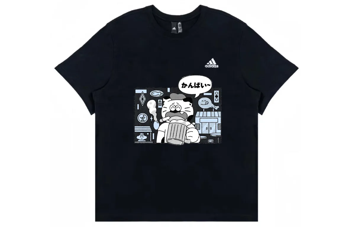 Adidas T-Shirts Unisex Black Crew Neck Moderate Straight Fit