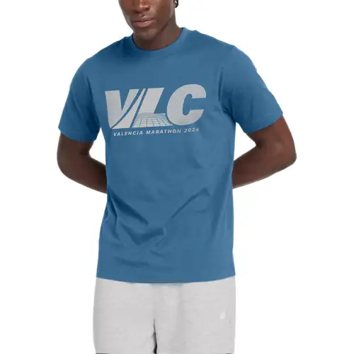 New Balance Graphic Valencia Marathon T Shirt Men's Blue Agate