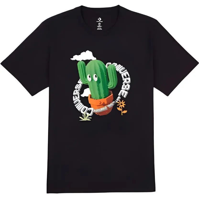 Converse T-Shirts Unisex Black Crew Neck Moderate