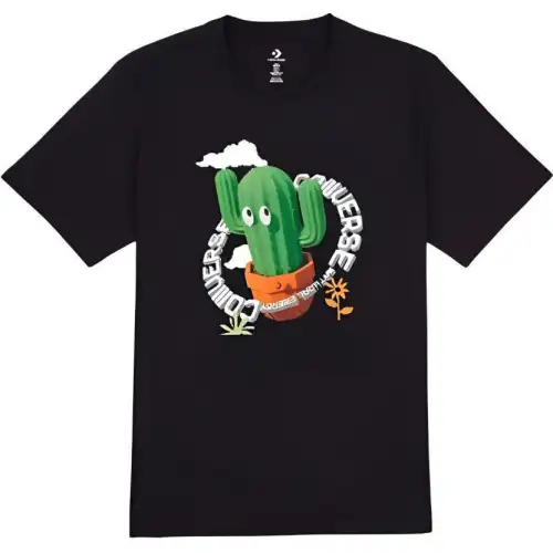 Converse T Shirts Unisex Black Crew Neck Moderate