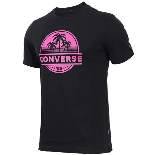Converse T Shirts Men's Black Crew Neck Moderate
