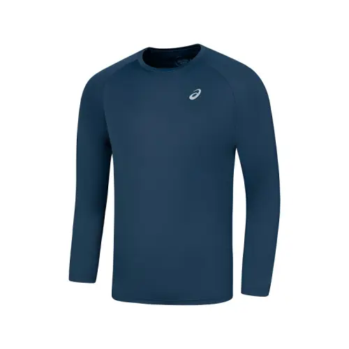 ASICS T Shirts Men's Dark Blue Crew Neck Moderate