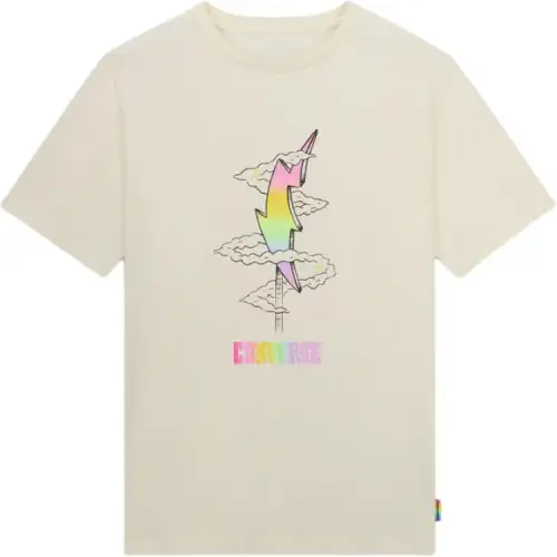 Converse T Shirts Unisex Ecru Crew Neck Moderate Straight Fit